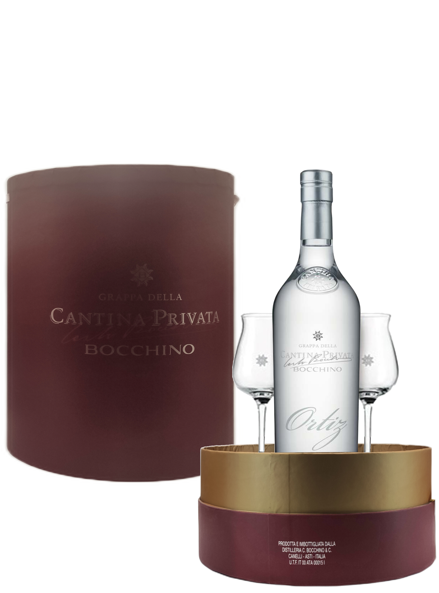 GRAPPA OF AMARONE BARRIQUE CL 35 CONFEZIONE + 2 CALICI BONOLLO [32,50 €] -  Grappa