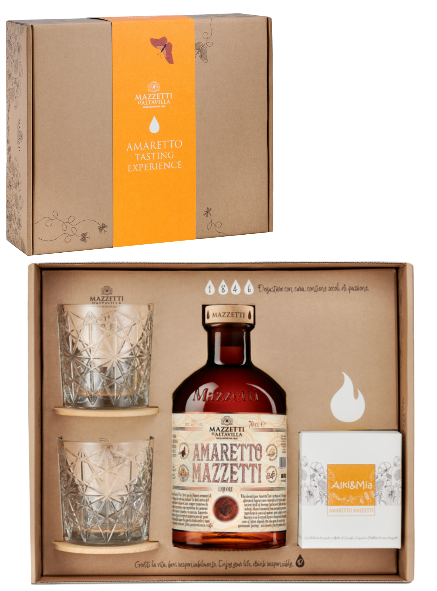 Set 2 Bicchieri Grappa Antica Grapperia Mazzetti Amaro Liquore