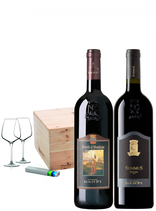 Brunello di Montalcino DOCG e Summus Toscana IGT con Calici e Segnacalici