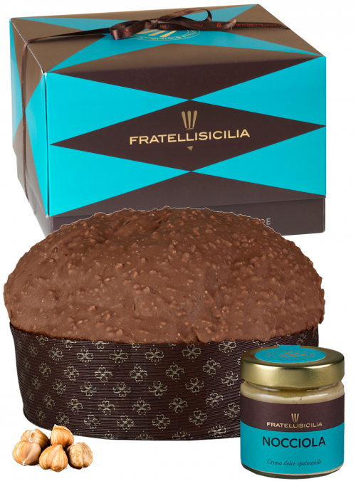 Panettone Gran Nocciolato con vaso di Crema alla Nocciola 