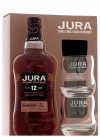 Rum Jura con due bicchieri 